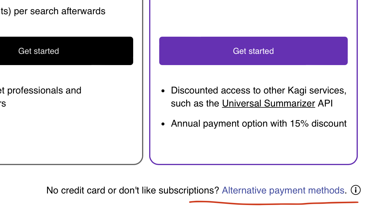 Alternative payment methods