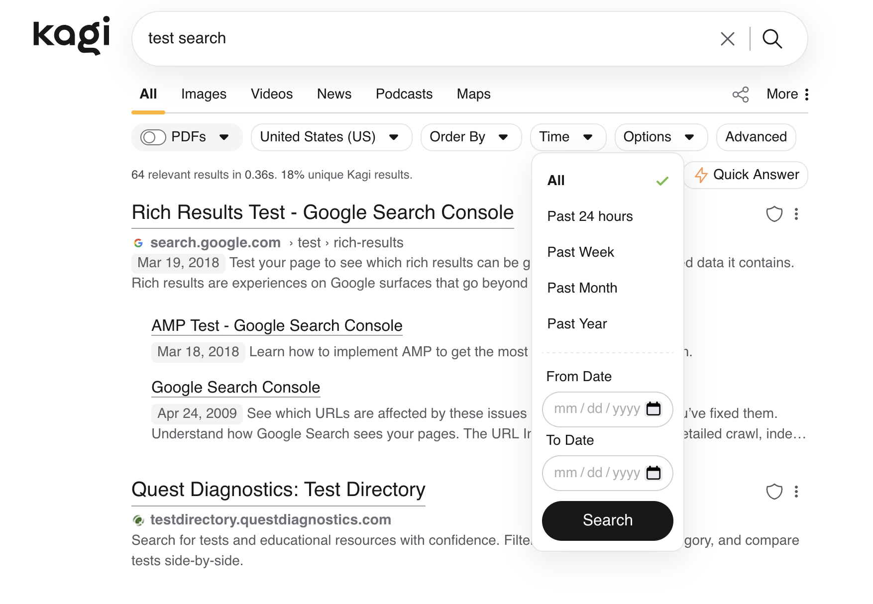 {screenshot of general search showing date/time filter}