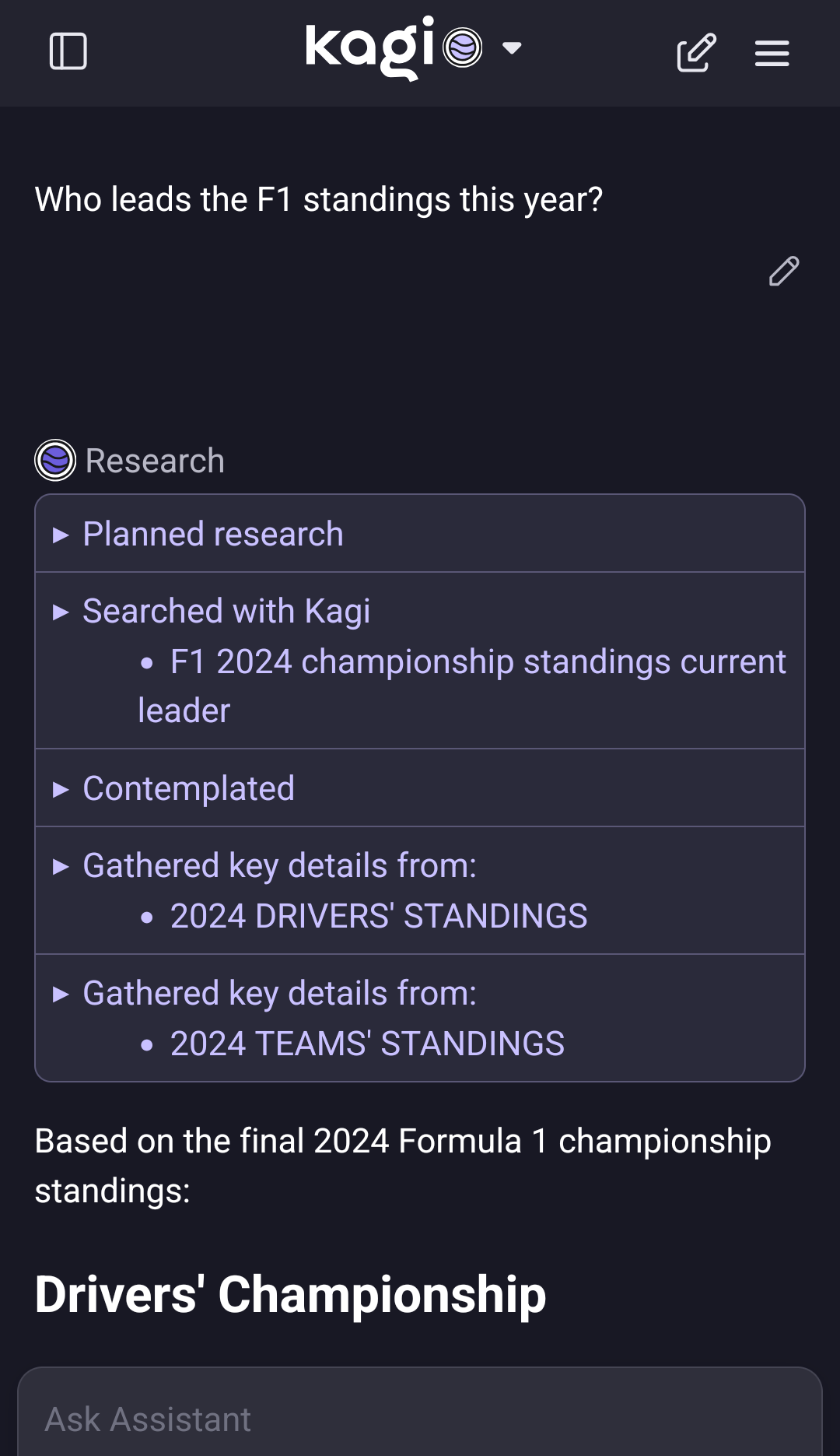 {Assistant using "2024" in its query.}