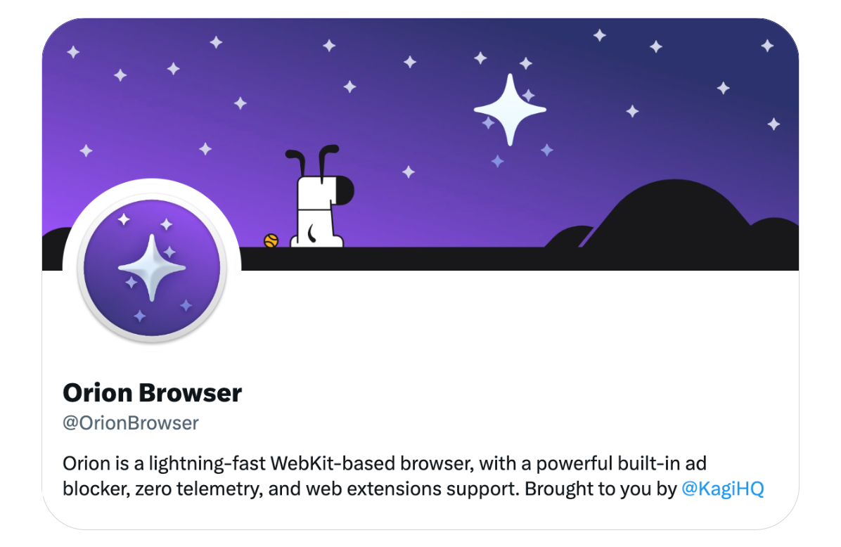 Screenshot of Orion Browser’s account on X