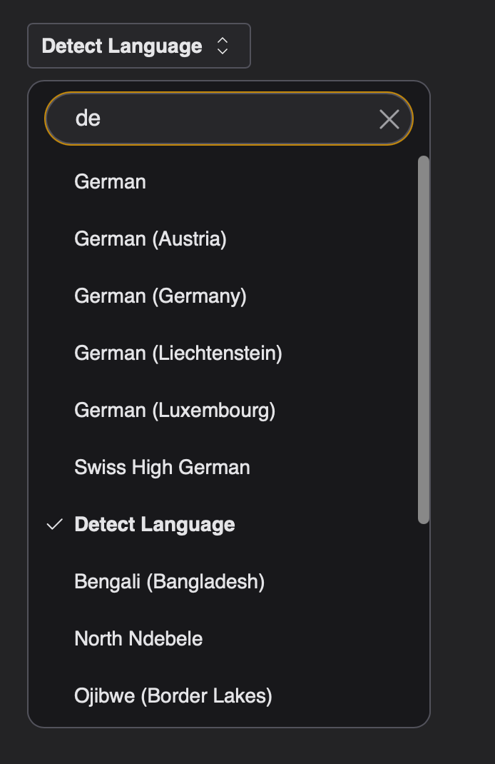 Search languages by country codes in Kagi Translate app - Kagi Feedback