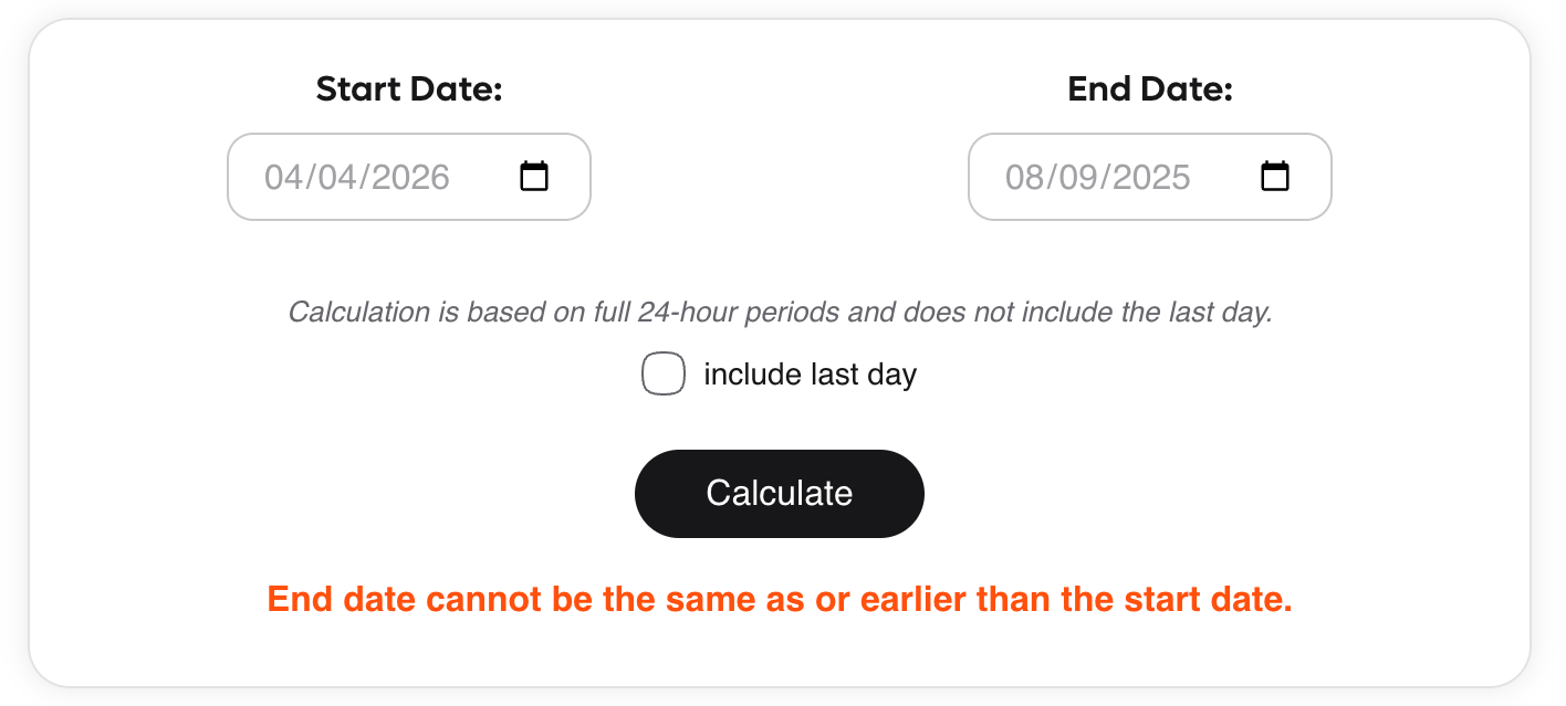 Better UX for date calculator widget. - Kagi Feedback