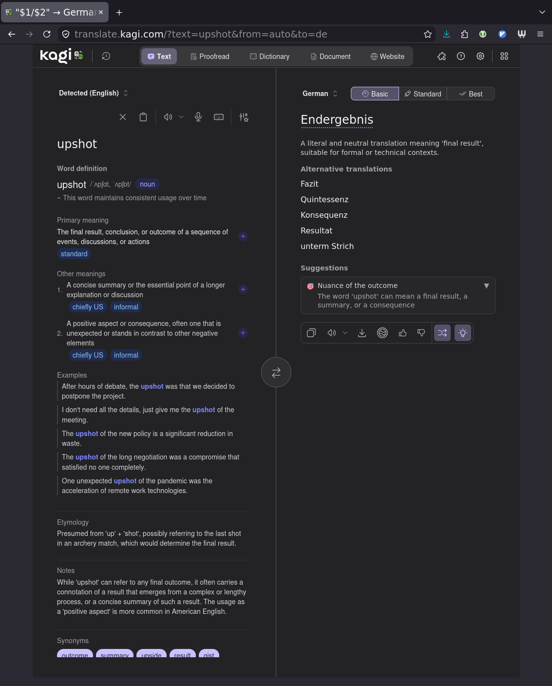 upshot.png {screenshot again, after manually having entered "upshot" on the left side}
