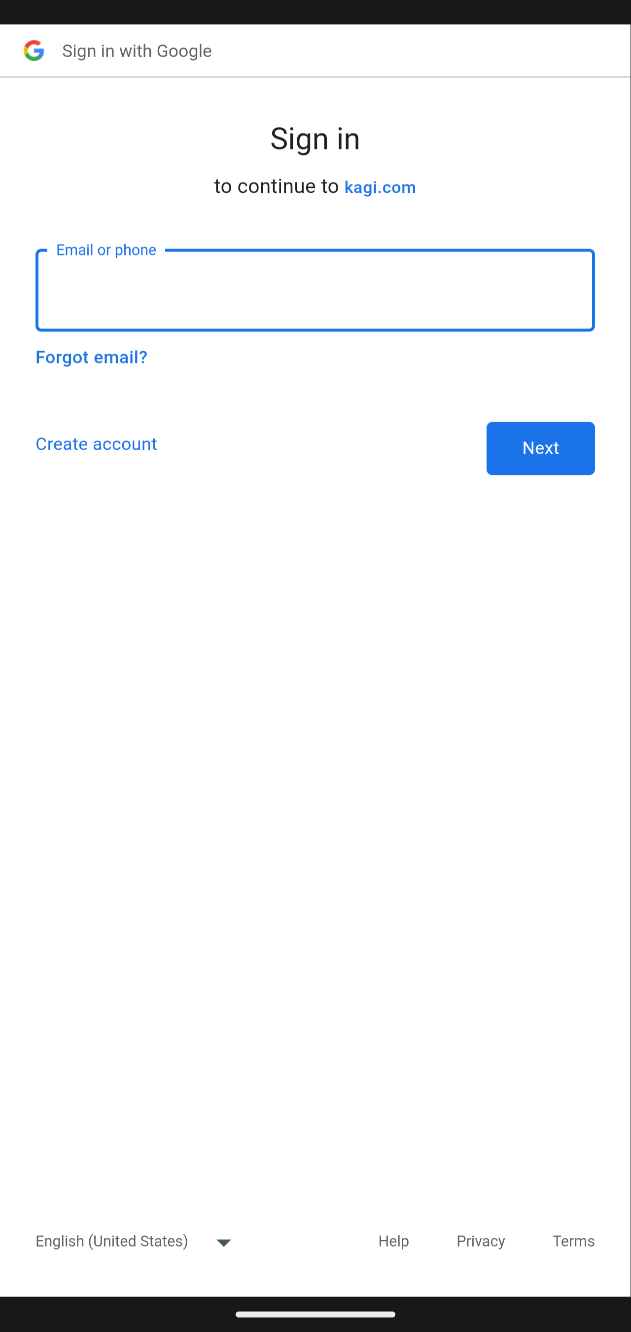 screenshot-20260828-103624.png {Google login page shown in the Kagi app}