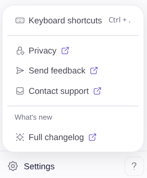 {Assistant Help menu in
sidebar}